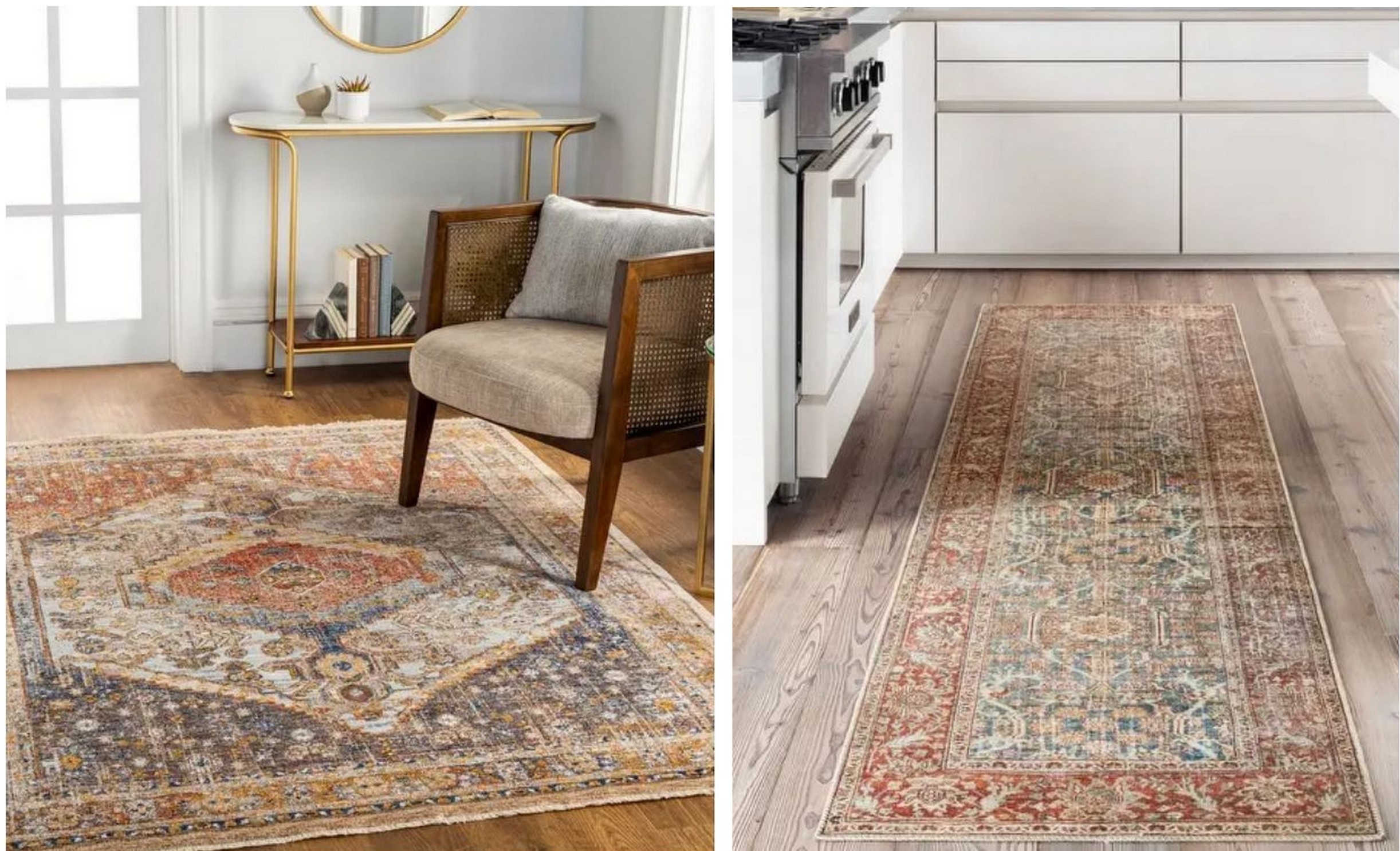 Used USA vintage Rug Mat インテリア nuLOOM Banks Machine Washable Faded Vintage Beige 4 ft. x 6